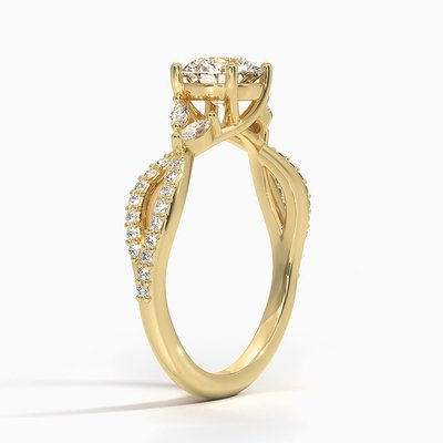 Luxe Willow Diamond Engagement Ring (1/4 Ct. Tw.) With 0.75 Carat Round Diamond  With 9K Gold