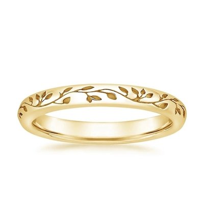 Leaves And Vines Engraved Across The Entirety Of Nature Inspired Ring With 9K Gold