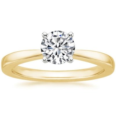 Petite Taper Solitaire Engagement Ring With 0.75 Carat Round Diamond