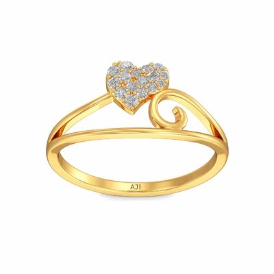 Joyalukkas 9K Yellow Gold Ring , Girls Heart Diamond Engagement Ring