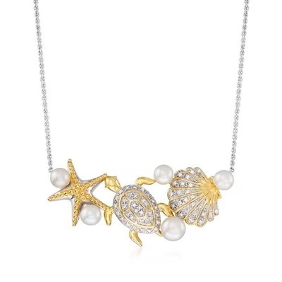 Collar Estrella de Mar Turquesa Italiana de Cristal de Murano con Oro de 18kt sobre Sterling