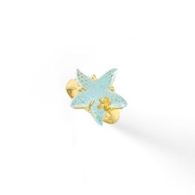 Anel italiano Tagliamonte 16mm Estrela do Mar de vidro veneziano azul em ouro de 18kt sobre Sterling