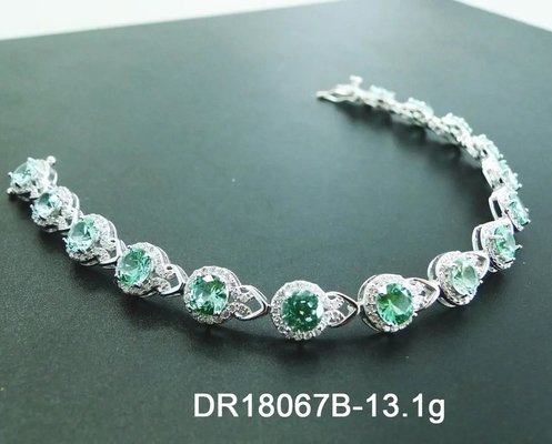 CZ Jewelry 925 Sterling Silver Pear Cut Green Spinel Teardrop Tennis Bracelet