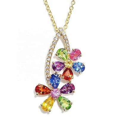 Venta al por mayor de plata de ley 925 colorido CZ Joyería Multi color CZ Mariposa Collar Colgante