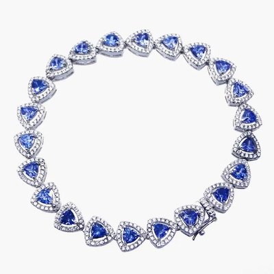 Fashion Jewelry 925 Sterling Silver Trillion Cut Tanzanite Tennis Bracelet