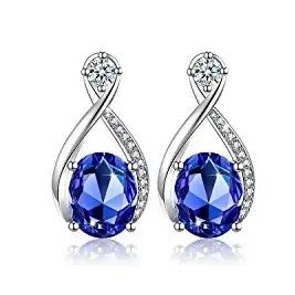 14K Yellow Gold Jewelry CZ Halo Oval Cut Premium Green Tanzanite Stud Earrings Women's Classic Earrings