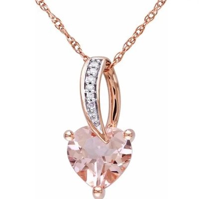 New Design Rose Gold Plated Morganite Stones Women Gift Wedding Pendant Necklace