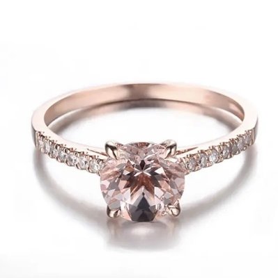 Wholesale Factory 925 Sterling Silver Jewelry Rose Gold Morganite Ring Round Cut Pink Morganite Engagement Ring
