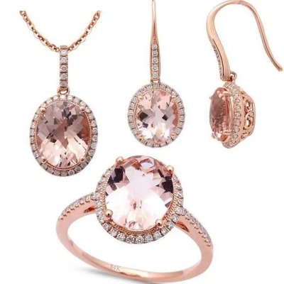 925 Sterling Silver Round Shape Rose Gold Platedt Morganite Cuff Earrings