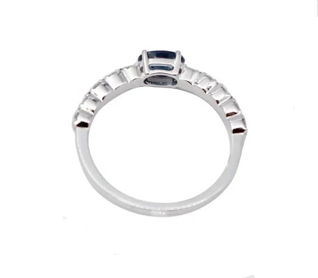 Trendy S925 Sterling Silver Natural Jewelry Sapphire CZ Ring Simple Design For Ladies