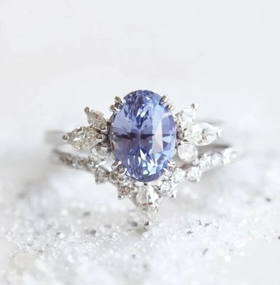 S925 Rose Gold Oval Lavender Sapphire Side Cz Engagement Promise Ring Elegant Jewelry