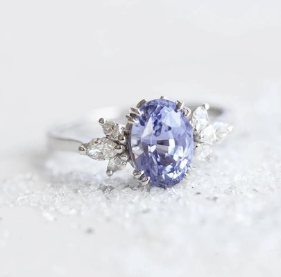 S925 Rose Gold Oval Lavender Sapphire Side Cz Engagement Promise Ring Elegant Jewelry