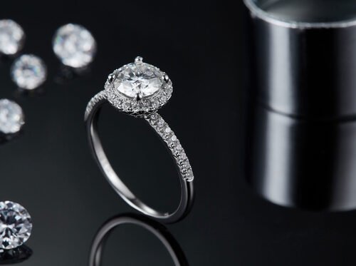 925 Sterling Silver Jewelry Diamond Moissanite Engagement Rings Round Shaped Dainty Band Ring
