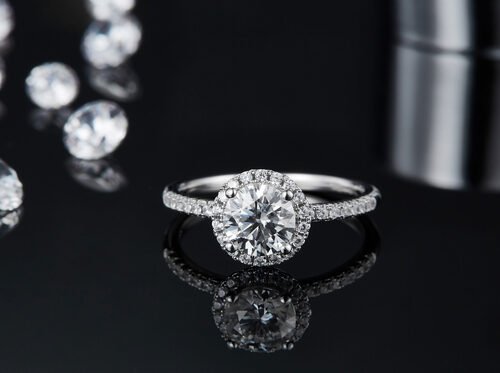 925 Sterling Silver Jewelry Diamond Moissanite Engagement Rings Round Shaped Dainty Band Ring
