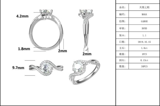Einfache Ankunft S925 Bright Einstellung Frauen Unendlichkeit Runde Cut Moissanite Band Twist Hochzeit Verlobungsring