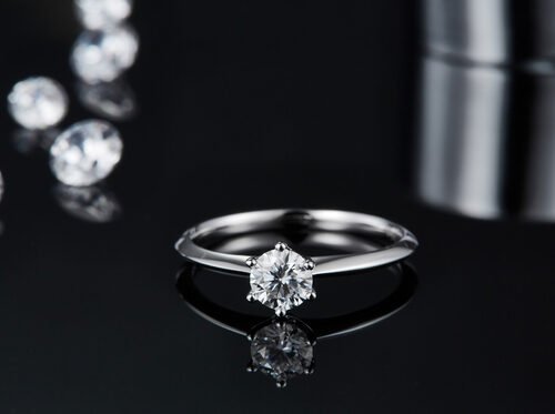 9K with Silver Ring cut White Moissanite Diamond Minimalist Wedding Jewelry