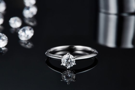 9K with Silver Ring cut White Moissanite Diamond Minimalist Wedding Jewelry