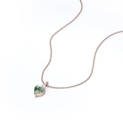 925 Silver Raw Simple Fine Green Moss Crystal Agate Jewelry Complete Wedding Necklace For Sale