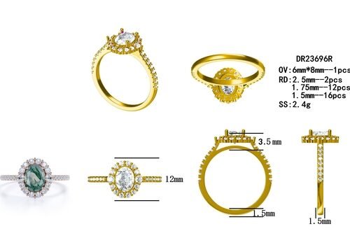 Уникальный S925 розовое золото с круглым вырезом белый CZ ювелирные изделия природный мох агат кольца высшего качества дизайн завод кольцо