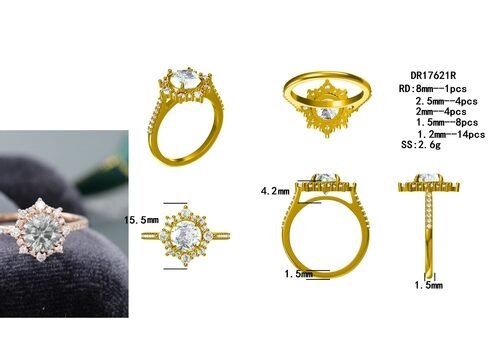 925 Silver Vintage Rose Gold Halo Gray Moissanite Ring 1ct Moissanite Anniversary Ring Wedding Ring