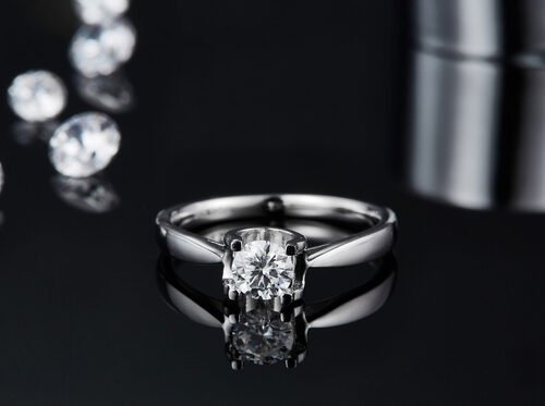 Anel quadrado Moissanite Branco 9K Prata CZ Jóias de Casamento Minimalista