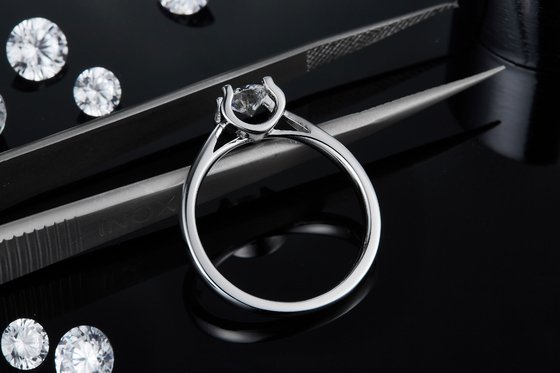 Anel quadrado Moissanite Branco 9K Prata CZ Jóias de Casamento Minimalista