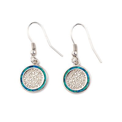 pc148427712-925_with_sterling_silver_greek_key_blue_meander_opal_phaistos_disc_dangle_women_earrings 925スターリングシルバーギリシャキーブルーミアンダオパールPhaistosディスクダングル女性イヤリングと
