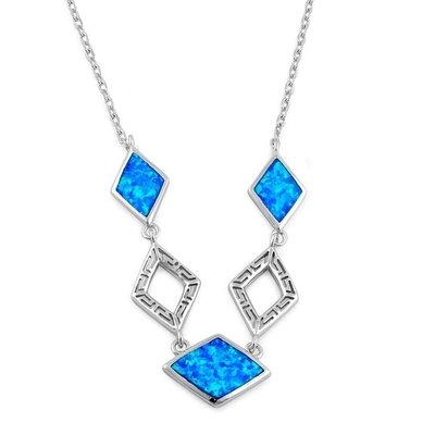 925  With Sterling Silver  Blue  Lab  Opal Anthurium Bouquet Greek  Pendant   Fire Opal Jewelry