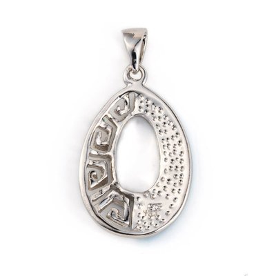 Retro Style Meander Greek Key Pendant Blue Promise Opal Sterling Silver