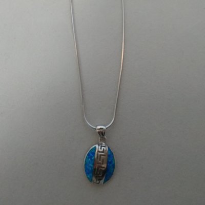 Key Design Meandros Opal Pendant Necklace With 925 Sterling Silver