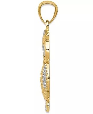 Texturierte Eule Charm Bead Anhänger in 14K Gold mit Rhodium-Plating für Frauen