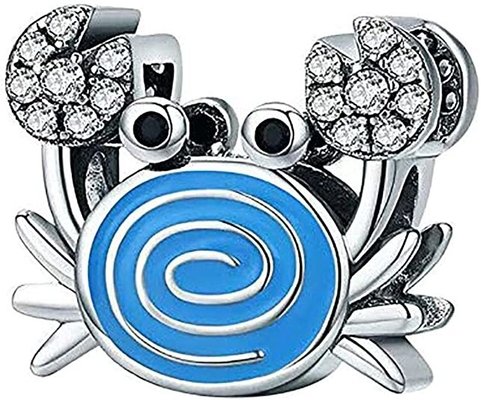 Blue Mermaid Tail & Shell Pearl Charm 925 Sterling Silver Ocean Charm Beads for Bracelet & Necklace