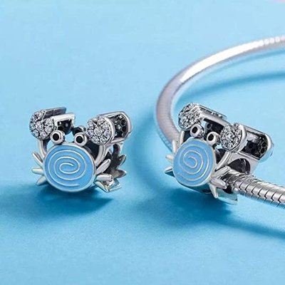 Blue Mermaid Tail & Shell Pearl Charm 925 Sterling Silver Ocean Charm Beads for Bracelet & Necklace
