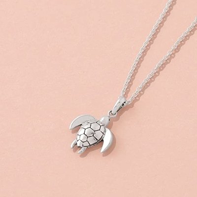 925 Sterling Silver Sea Turtle Charm Pendant For Women Girls