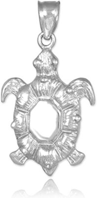 With 925 Sterling Silver Sea Turtle Bead Charms Pendant Necklace