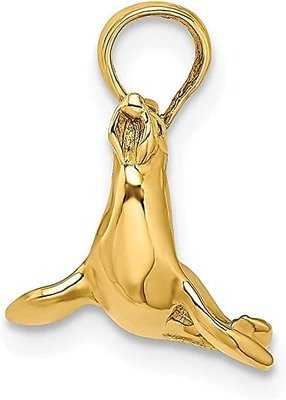 14k Yellow Gold 3 D Seal Charm Necklace Pendant Fish Sea Life Fine Jewelry For Women Gifts For Her