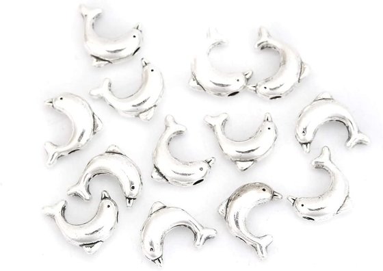 Finds Spacer Beads Dolphin Charms - 95 Pack, 10mm with 1.3mm Hole Charms for Craft and Jewelry Making Supplies