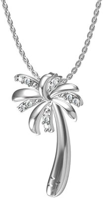 Nautical Pave Cubic Zirconia CZ Tropical Beach Vacation Palm Tree Necklace Pendant Anklet For Women Yellow 14K Gold Plat