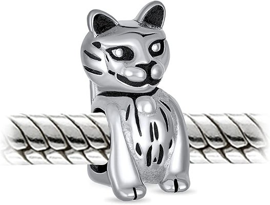 Sitting Kitten Kitty Pet Animal Lover CAT Dangle Charm Beads For Women Teen