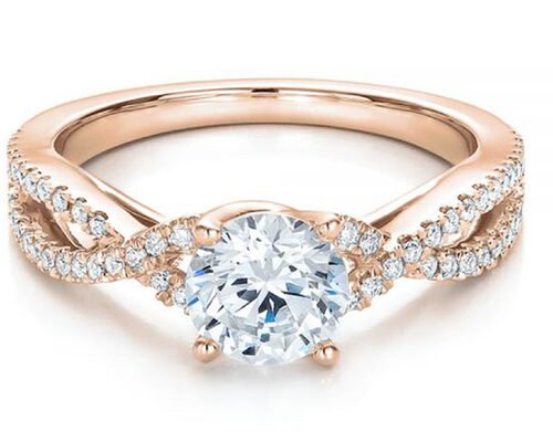 Claw Setting 18K Rose Gold Ring 0.8ct With GH VS1 GIA Diamond