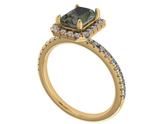 OV6X8mm 14K Solid Gold Jewellery , Rectangle 1.3 Carat Diamond Engagement Ring