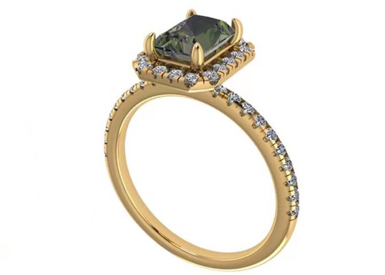 OV6X8mm 14K Solid Gold Jewellery , Rectangle 1.3 Carat Diamond Engagement Ring