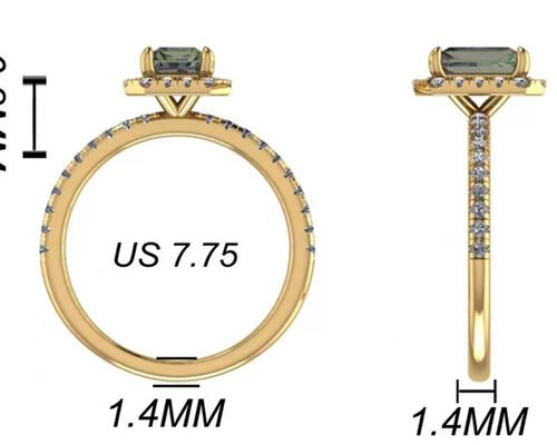 OV6X8mm 14K Solid Gold Jewellery , Rectangle 1.3 Carat Diamond Engagement Ring