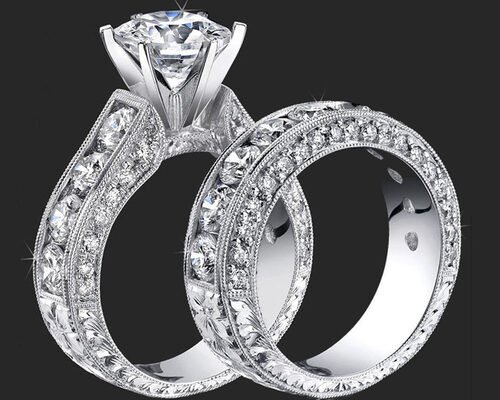 14K Round Diamond Engagement Wedding Rings GH VS1 GIA Certification