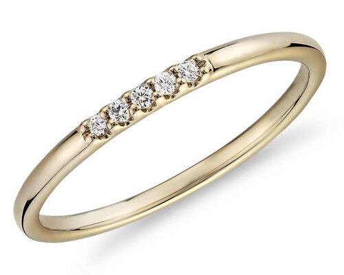 0.05ct 5pcs 9K Gold Ring 2MM with Natural Diamond for Engagement ODM