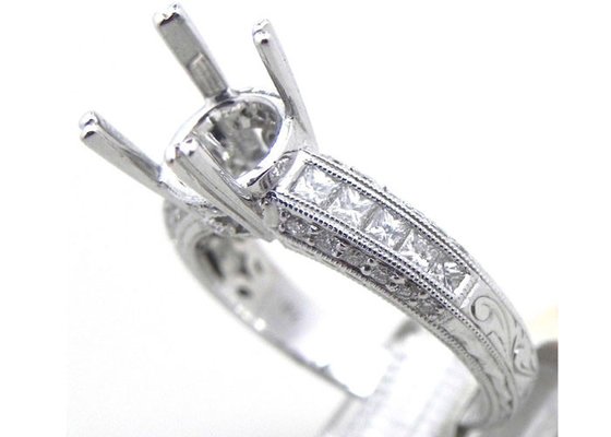 Dia 3x3mm 1.08Ct Semi Mount Jewelry Ring ODM for Engagement 18k White Gold Material
