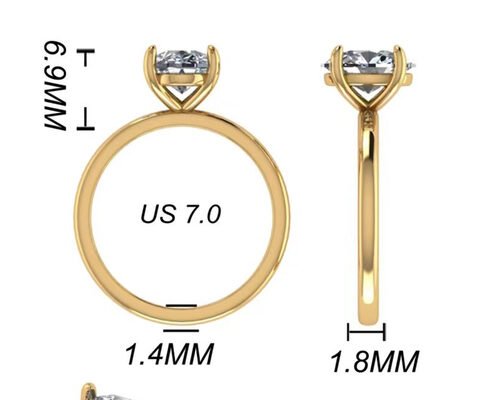Oval Cut 2.1 Carat Diamond Ring Size OV9X7MM Boundless Setting Type