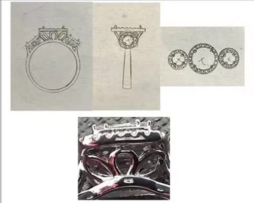 Halo 2.1ct 3 Stone Diamond Engagement Ring Prong Setting Type RD7MM