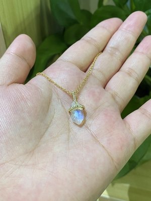 六角形の天然ムーンストーンネックレス、14Kゴールドケーブルチェーンネックレス14inchの長さ