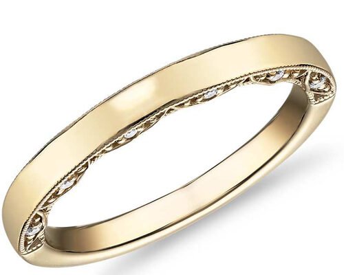 0.12ct Tiny 14K Yellow Gold Jewelry , Yellow Gold Diamond Wedding Bands EX Cut ODM